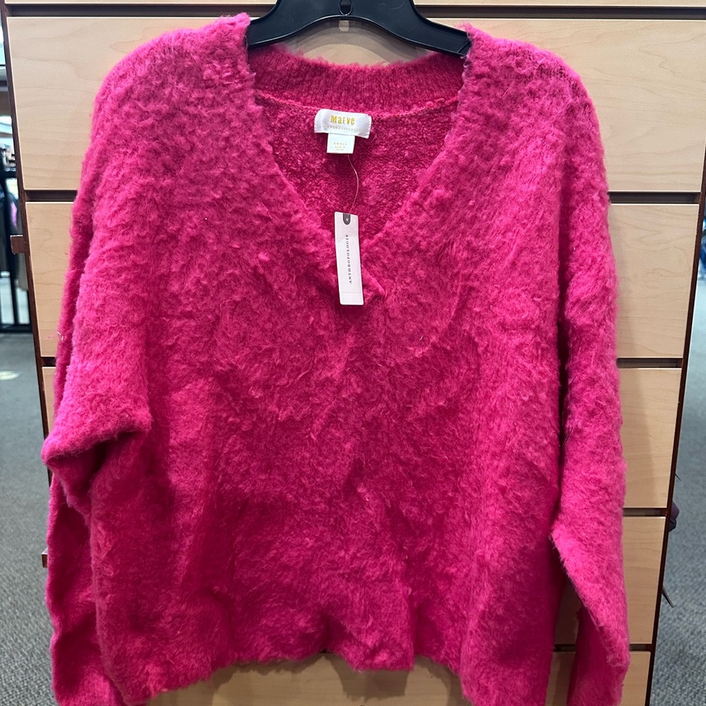 Anthropology Pink V-Neck Sweater